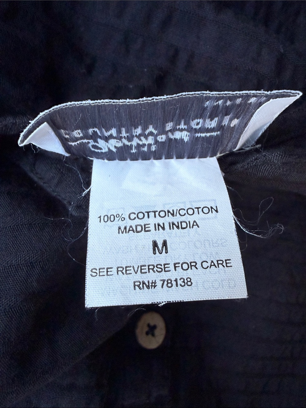 The Vermont Country Store Textured Cotton 3/4 Sleeve Dress Black Sz M - Picture 3 of 12